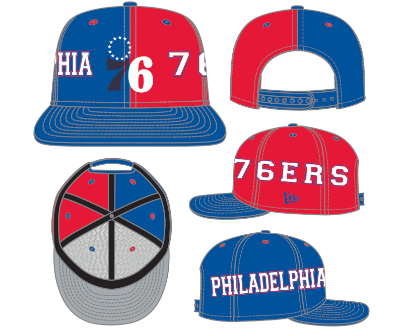 New Era Philadelphia 76ers Royal/Red Team Split 9FIFTY Snapback Hat