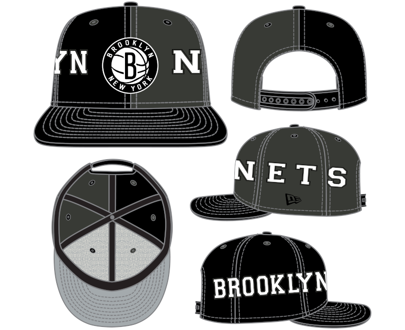 New Era Brooklyn Nets Black Team Split 9FIFTY Snapback Hat