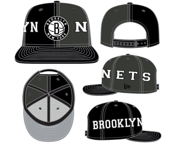 New Era Brooklyn Nets Black Team Split 9FIFTY Snapback Hat