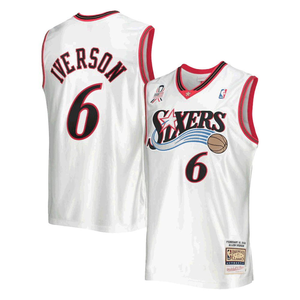 Allen Iverson Mitchell & Ness White Hardwood Classics 2002 NBA All-Star Game Authentic Jersey