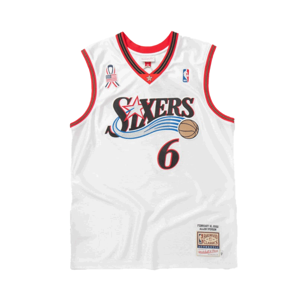 Allen Iverson Mitchell & Ness White Hardwood Classics 2002 NBA All-Star Game Jersey