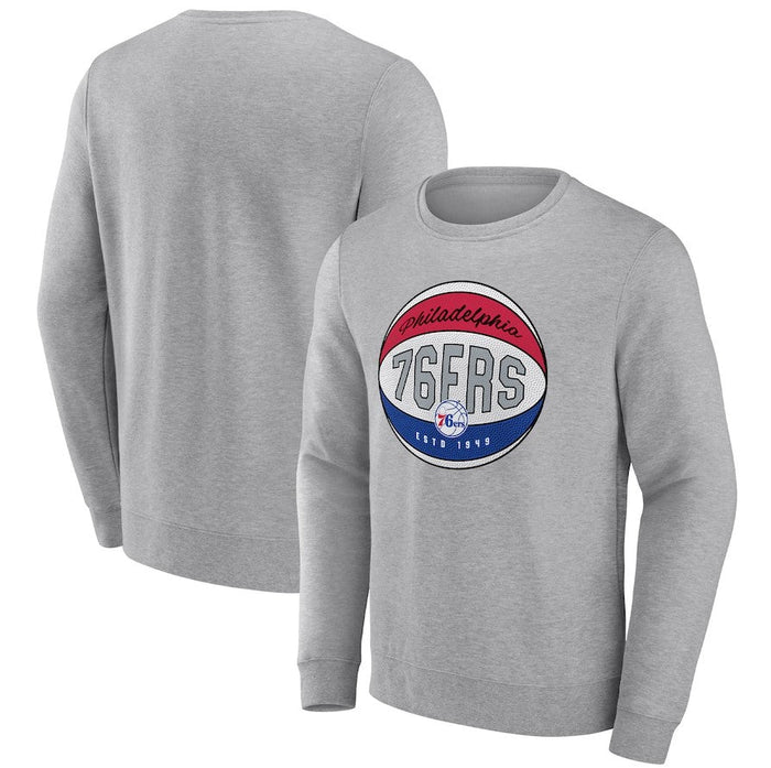 Philadelphia 76ers Heathered Gray True Classics Vint Pullover Sweatshirt