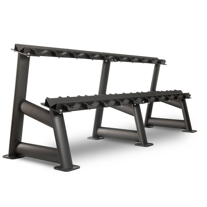 Soporte comercial de 2 niveles para mancuernas - 10 pares de mancuernas