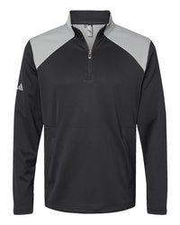 Adidas Men's Textured Mixed Media Quarter-Zip Pullover - XS / Black/ Grey Three