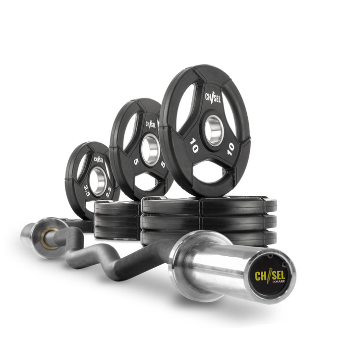 Juegos de discos olímpicos y barras para curl de bíceps Chisel
