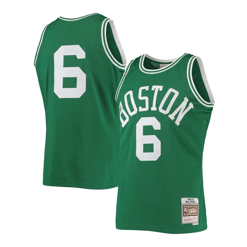 Camiseta de jugador Bill Russell, Boston Celtics, Mitchell & Ness, verde, 1962-63, Hardwood Classics, Swingman