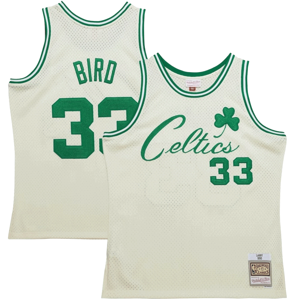 Larry Bird Boston Celtics Mitchell & Ness Chainstitch Swingman Jersey - Cream