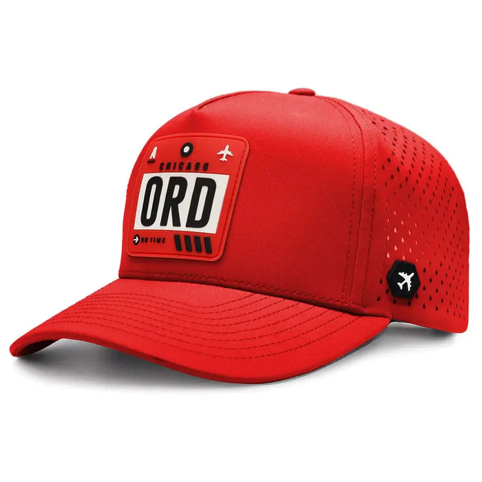 Chicago Performance Cap Red color 3Quarter front view