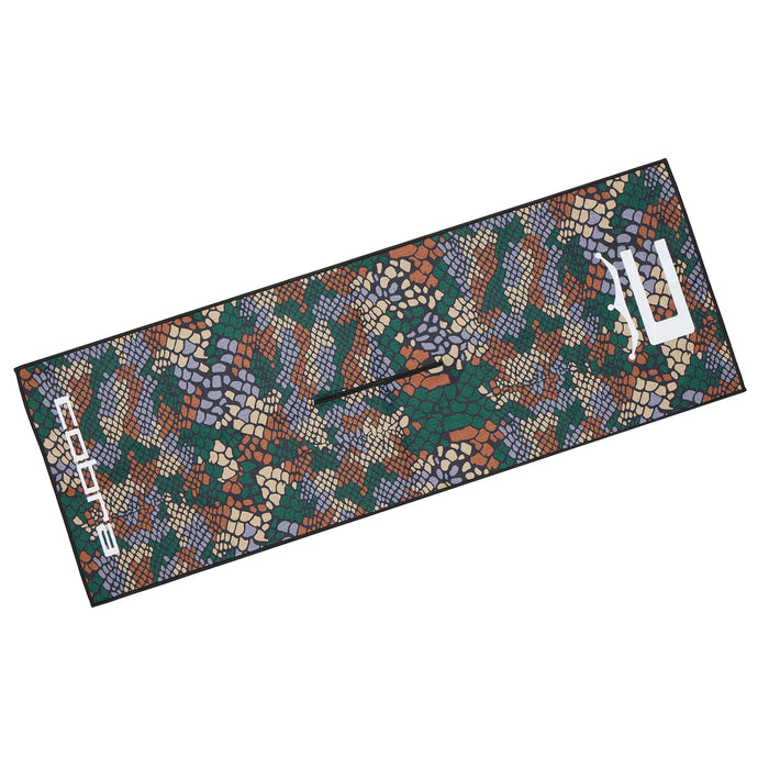 Cobra Golf Men's Microfiber Snakeskin Golf Towel green color.