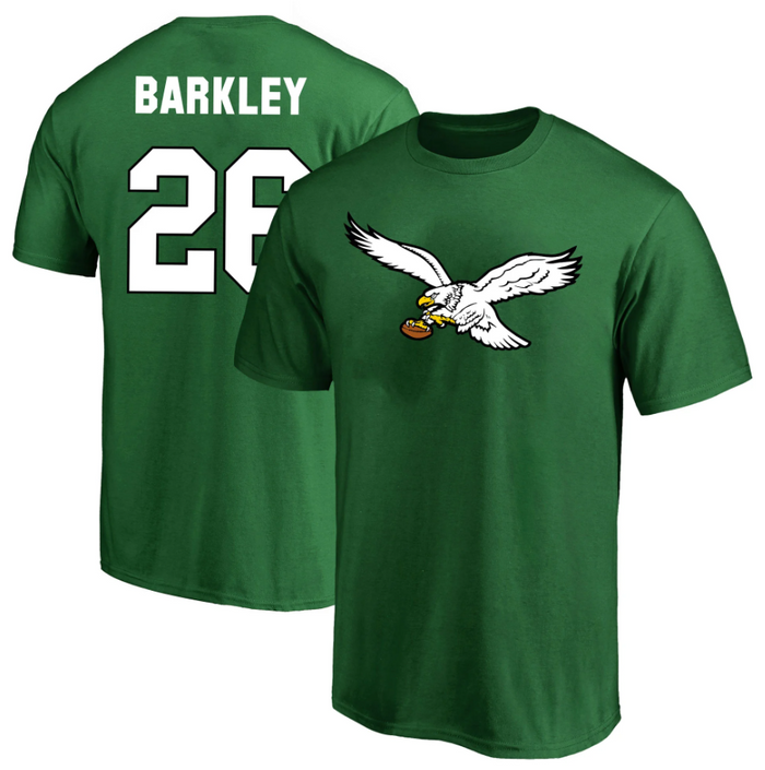 Camiseta con el nombre y número del jugador Saquon Barkley de los Philadelphia Eagles - Verde Kelly