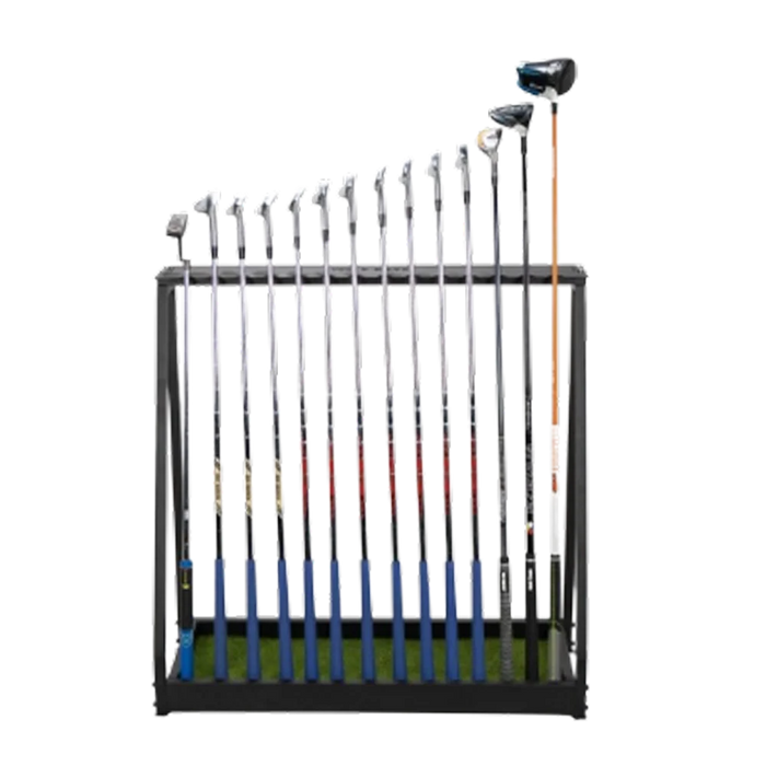 GolfBays Golf Club Storage Rack, Holds 14 Clubs, Indoor Equipment Storage Shelf Black color
