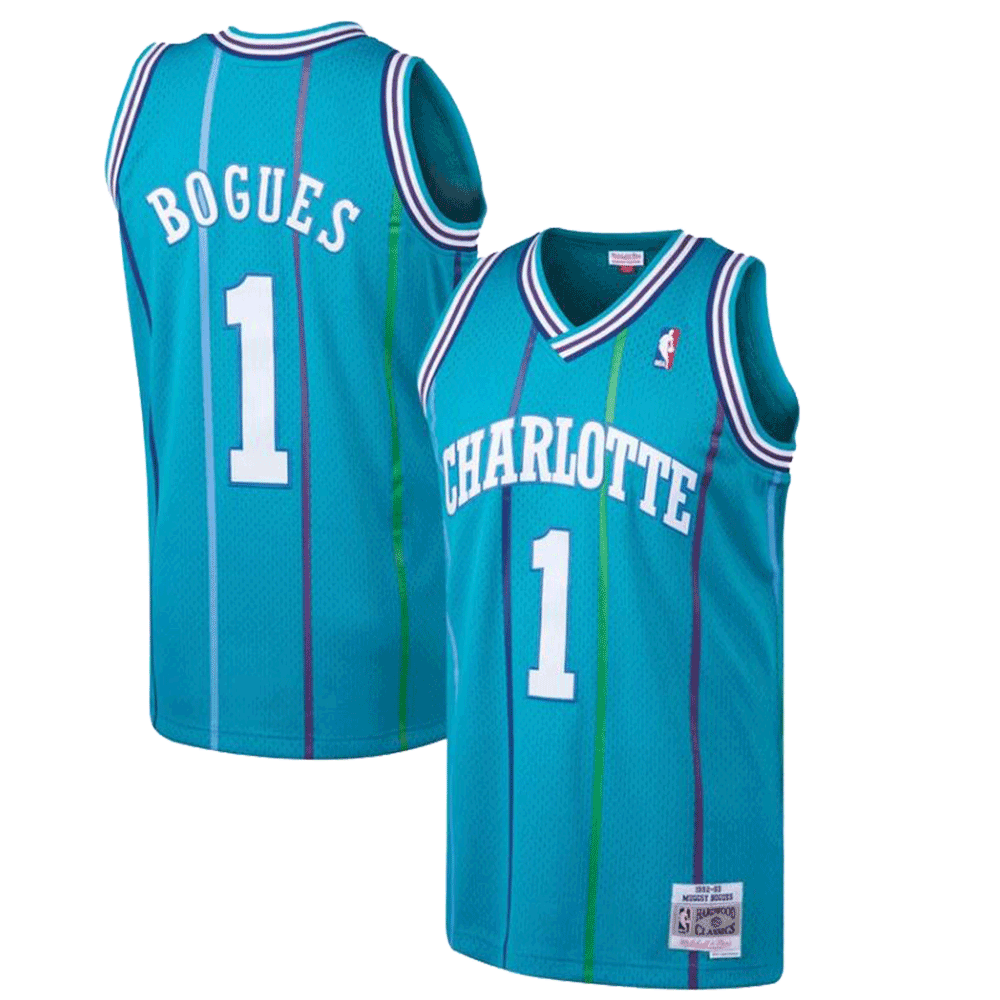 Camiseta Mitchell & Ness Teal Hardwood Classics de los Charlotte Hornets de Muggsy Bogues, Swingman 1992-93