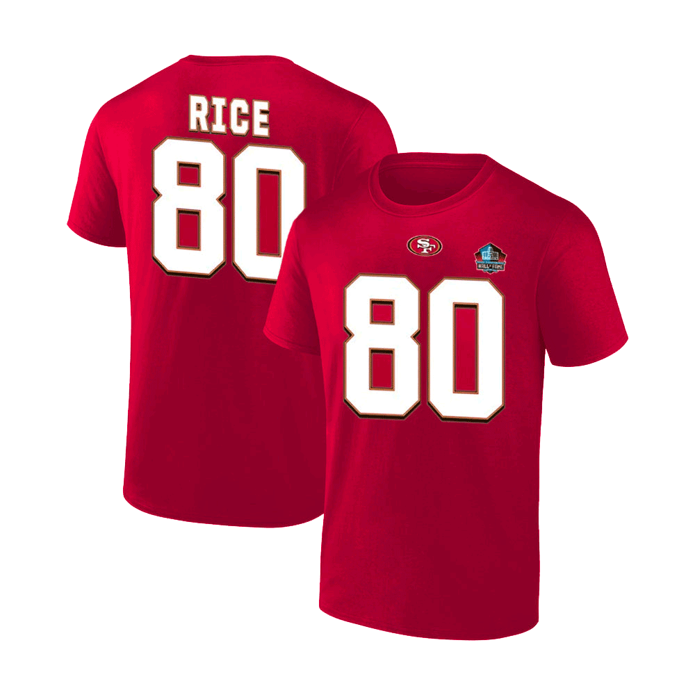 Jerry Rice San Francisco 49ers Hall of Fame Inductee Player Name & Number T-Shirt