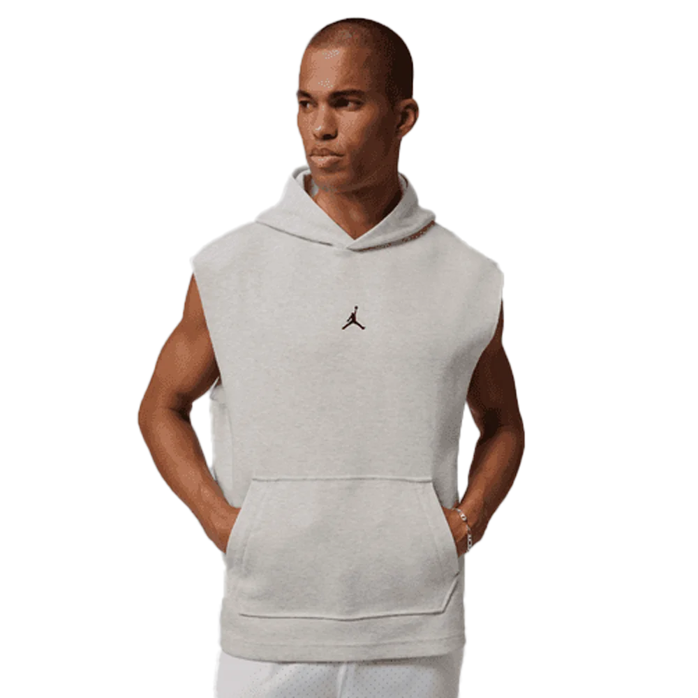 Jordan Men's Sport Hoop Fleece Dri-Fit Sleeveless Pullover Hoodie gray color