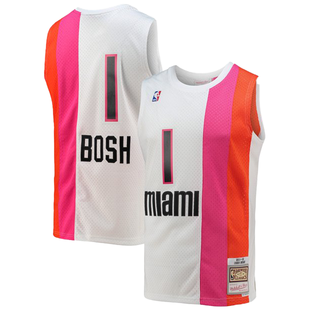 Men's Mitchell & Ness Chris Bosh White Miami Heat 2011-12 Hardwood Classics Swingman Jersey