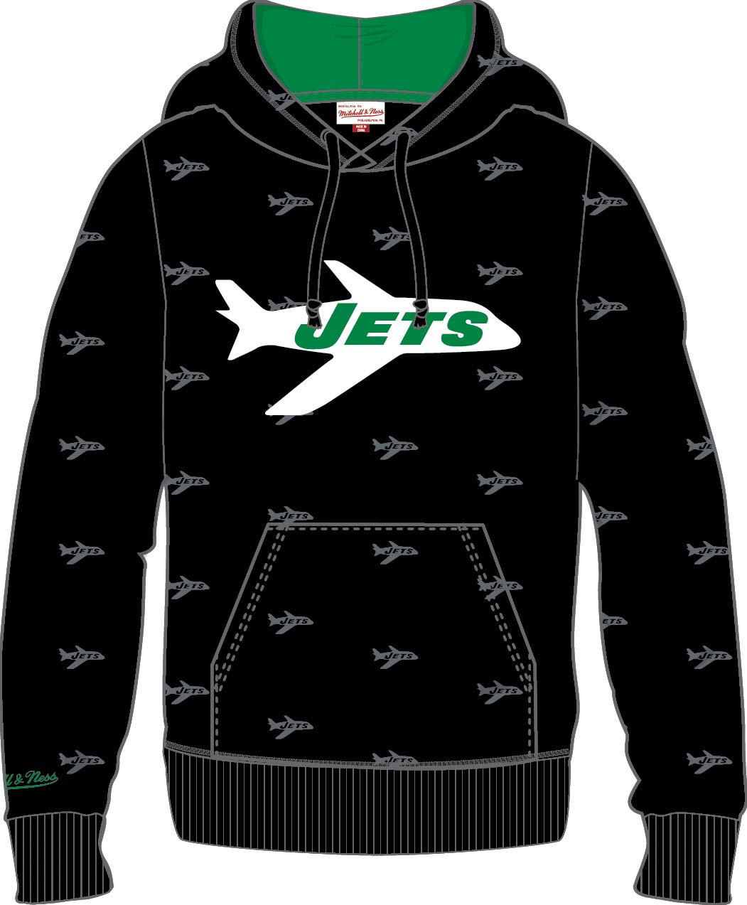 New York Jets Mitchell Ness All Over Print Fleece Hoodie