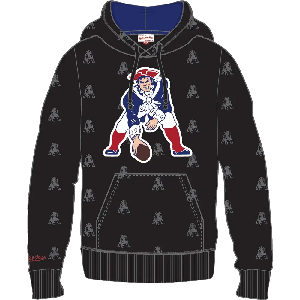 New England Patriots Mitchell & Ness All Over Print Fleece Hoodie