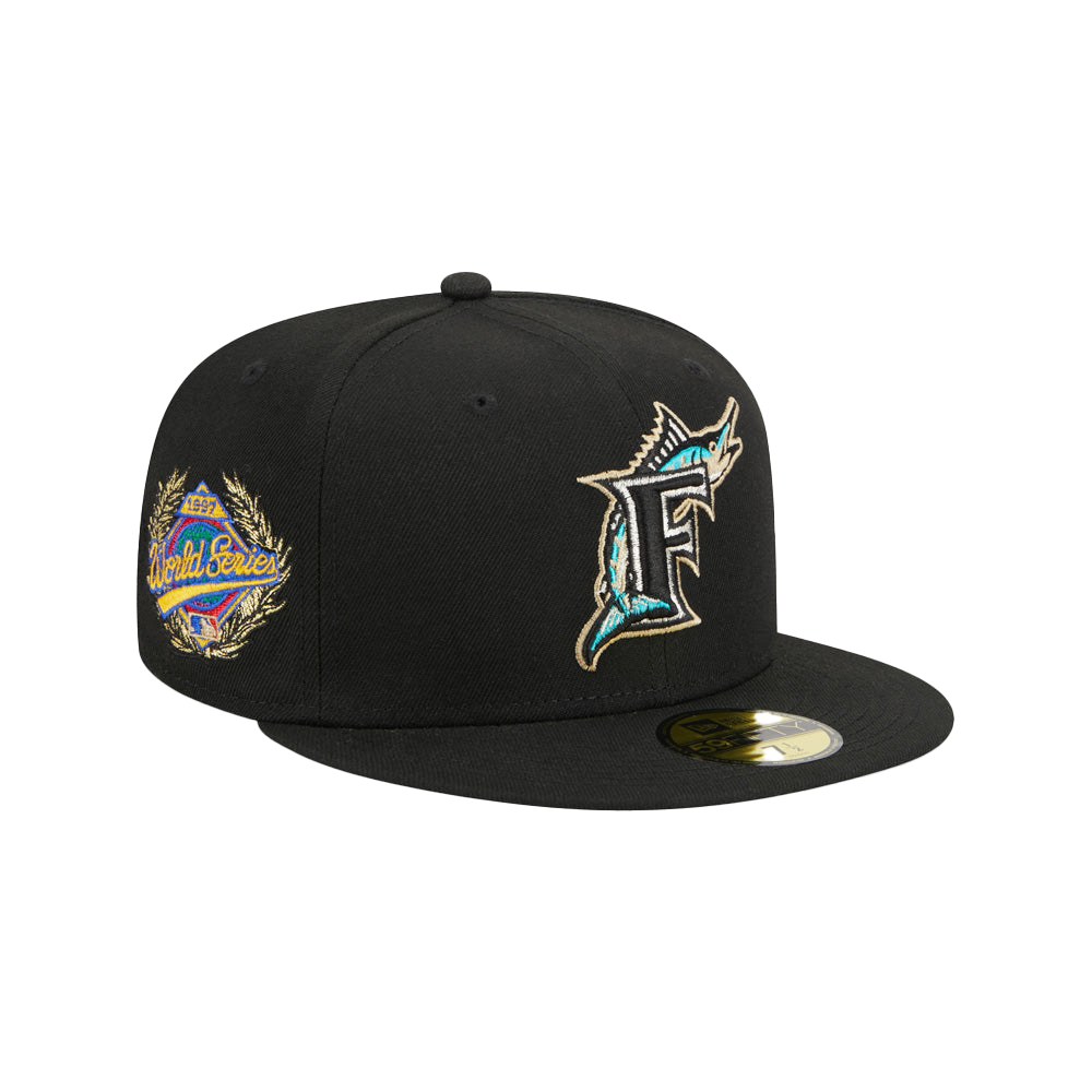 Parche lateral Laurel 59Fifty ajustado de los Miami Marlins de la MLB de New Era