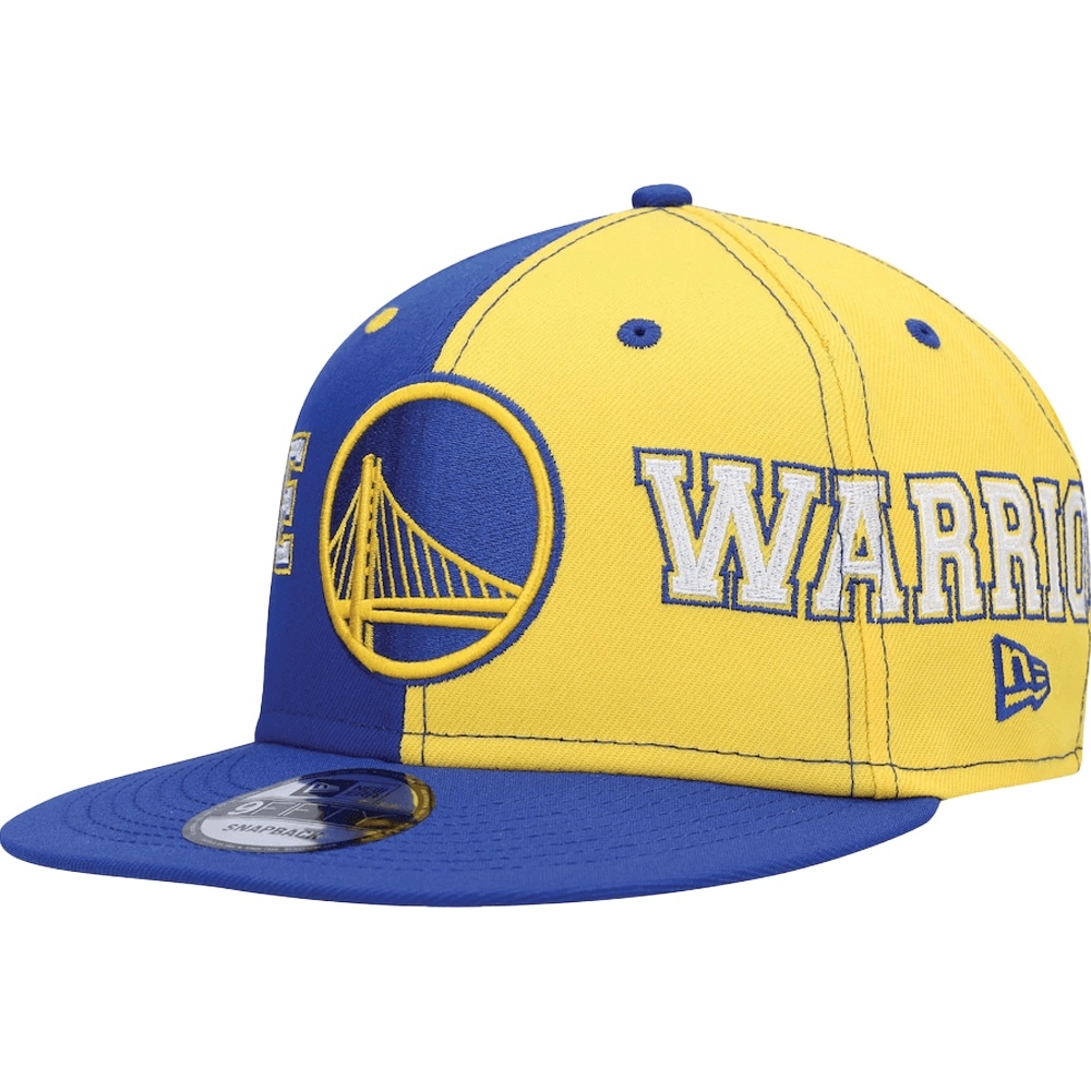 New Era Men's Golden State Warriors Royal/Gold Team Split 9Fifty Snapback Hat