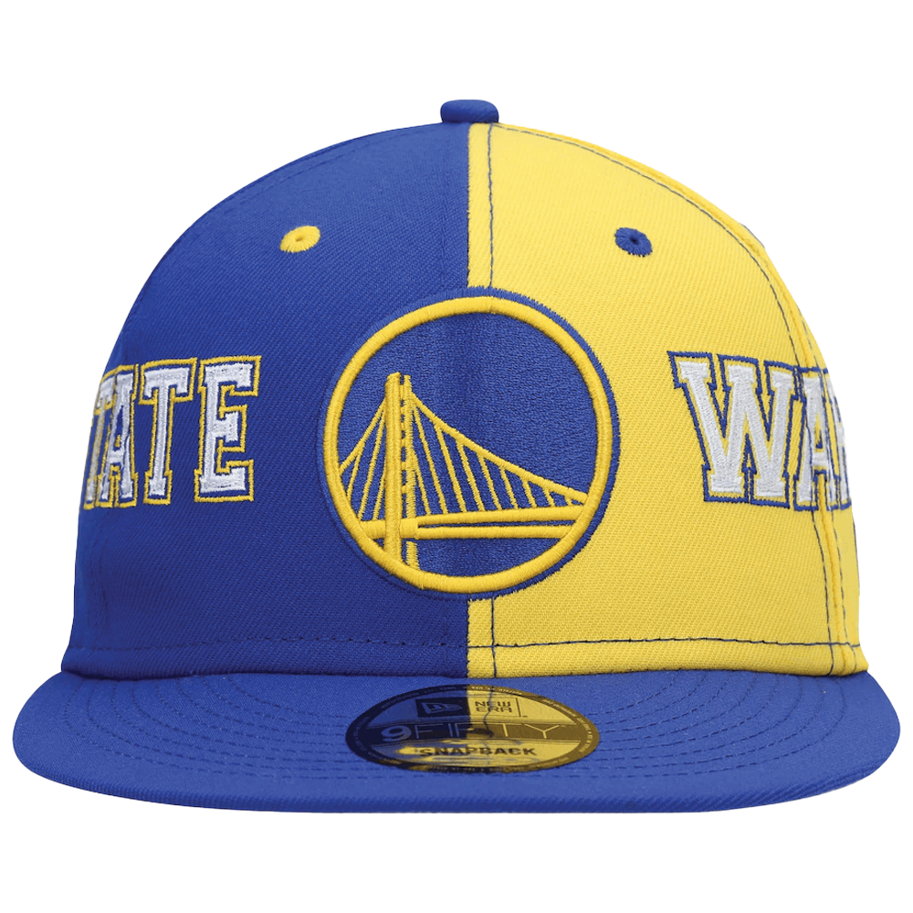 New Era Men's Golden State Warriors Royal/Gold Team Split 9Fifty Snapback Hat
