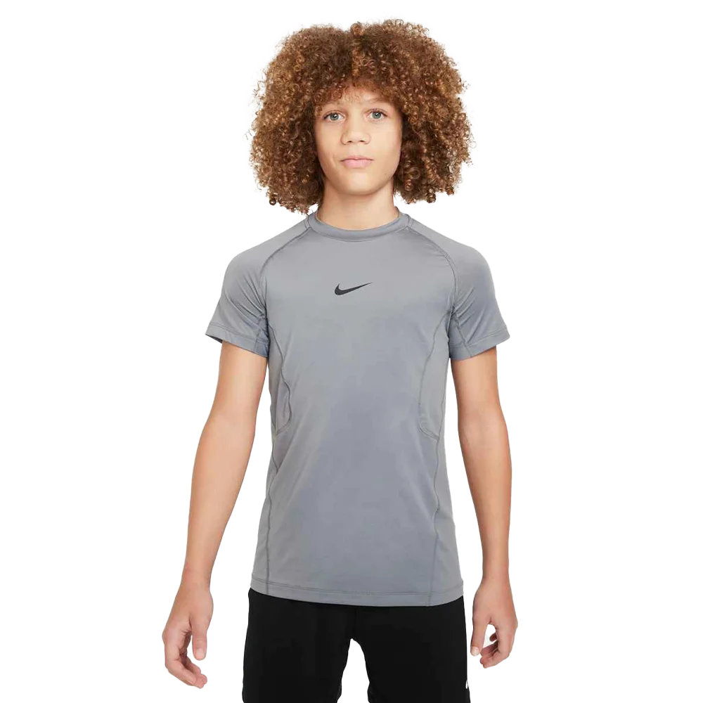 Nike Boys Pro Big Kids Dri-FIT Short-Sleeve Top Grey color