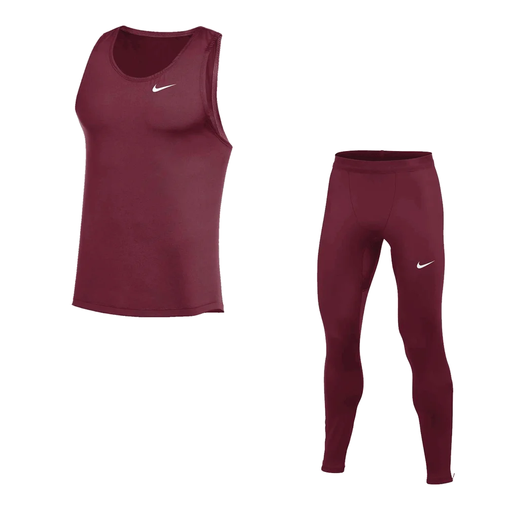 Nike Men's Dri-Fit Stock Set - Muscle Tank and Tight maroon color