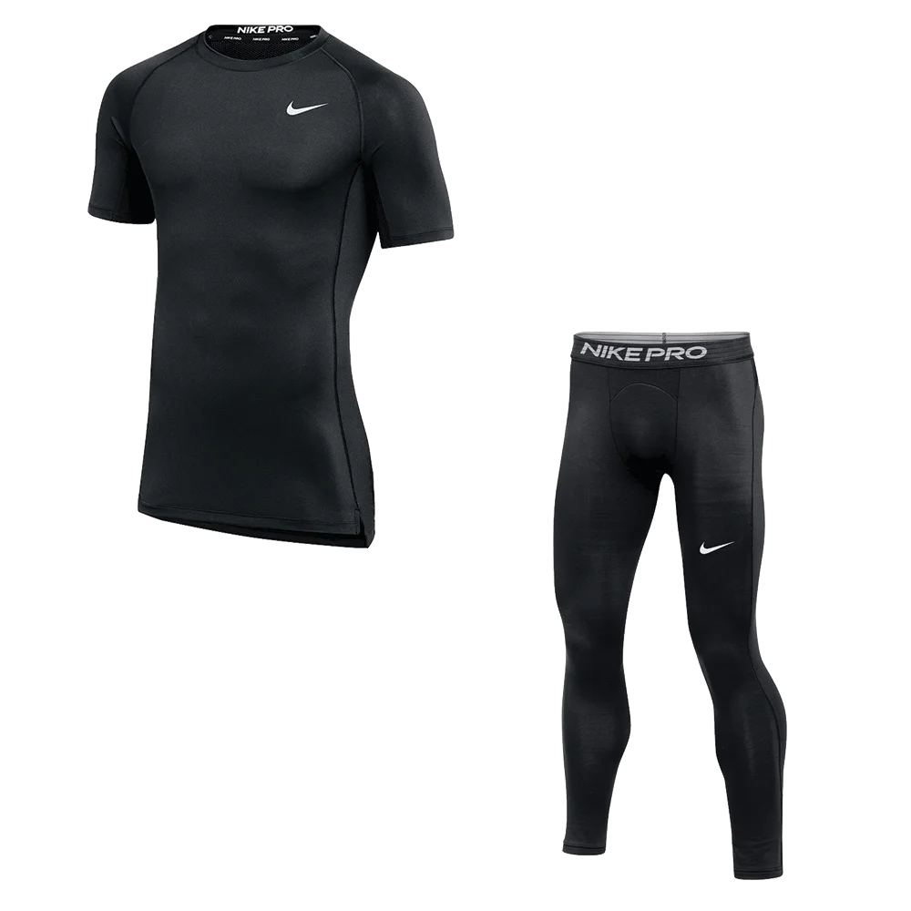 Nike Men's Pro Set - SS Tight Training Top and Training Tight