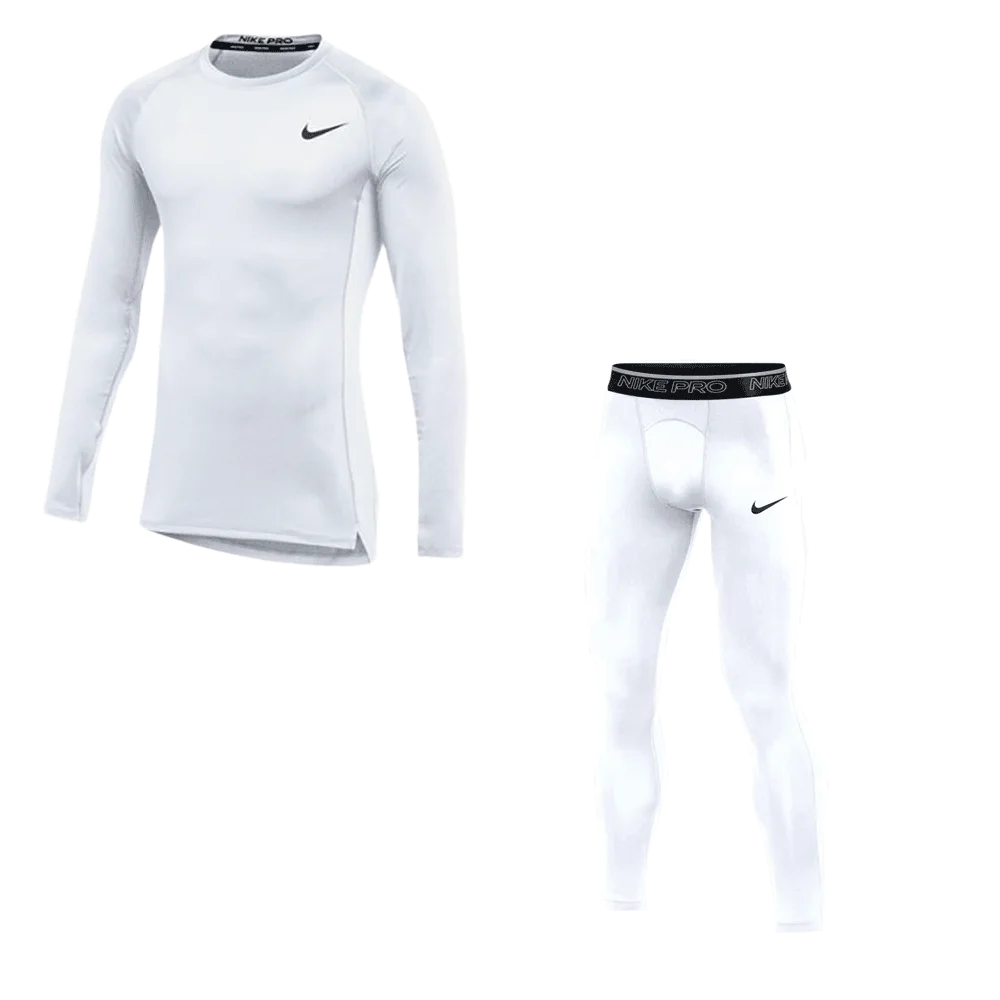 Nike Men's Pro Set - Tight Training Top and Training Tight White color