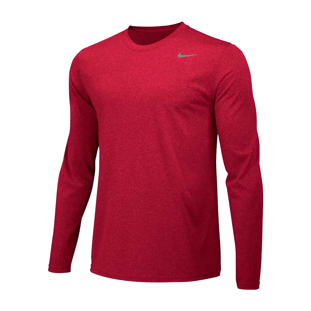 Nike Men's Team Legend Long Sleeve Crew Maroon color.