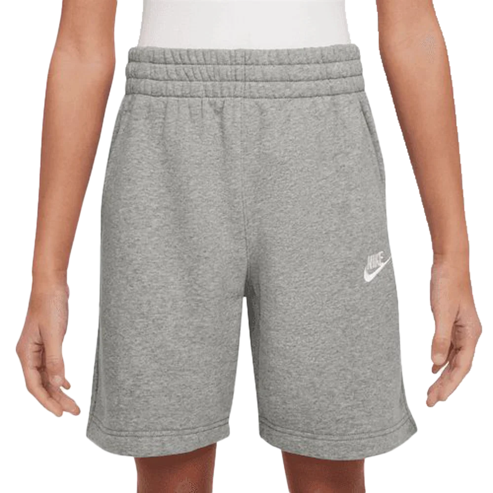 Nike Big Kids' Sportswear Club Fleece French Terry Shorts Grey Color.
