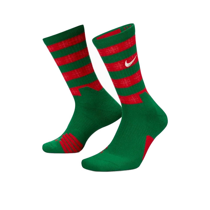 Nike Elite Xmas Basketball Crew Socks Green Color