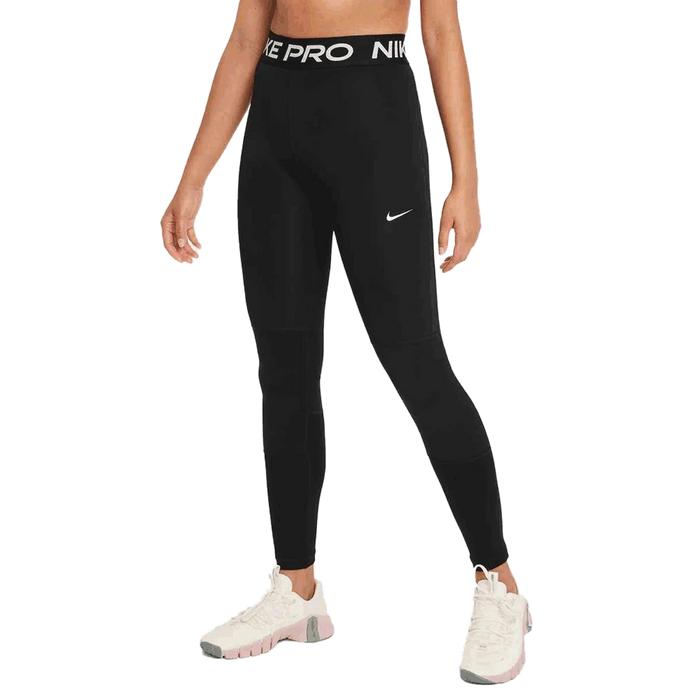 Nike Girls Pro Dri-FIT Big Kids Leggings Black color Front view