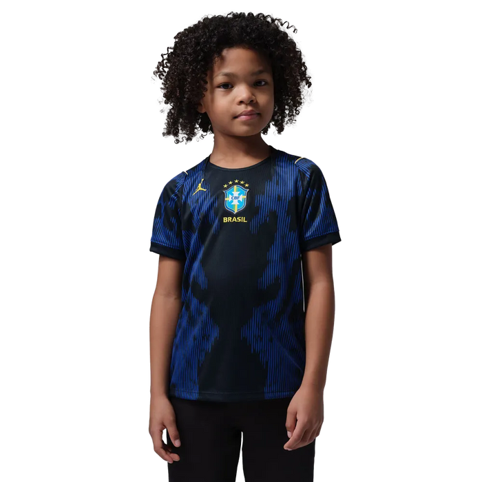 Nike Little Kids' Brazil 2026 Stadium Away Jordan Dri-FIT Soccer Replica Jersey Blue Color