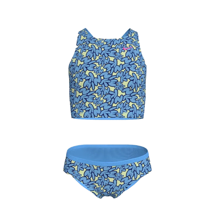 Nike Swim Girl's Bubble Script Spiderback Midkini Set Blue color