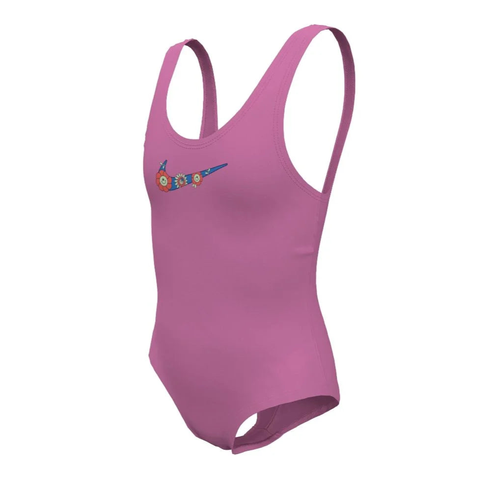 Nike Swim Girls Multi Logo U-Back One Piece Pink