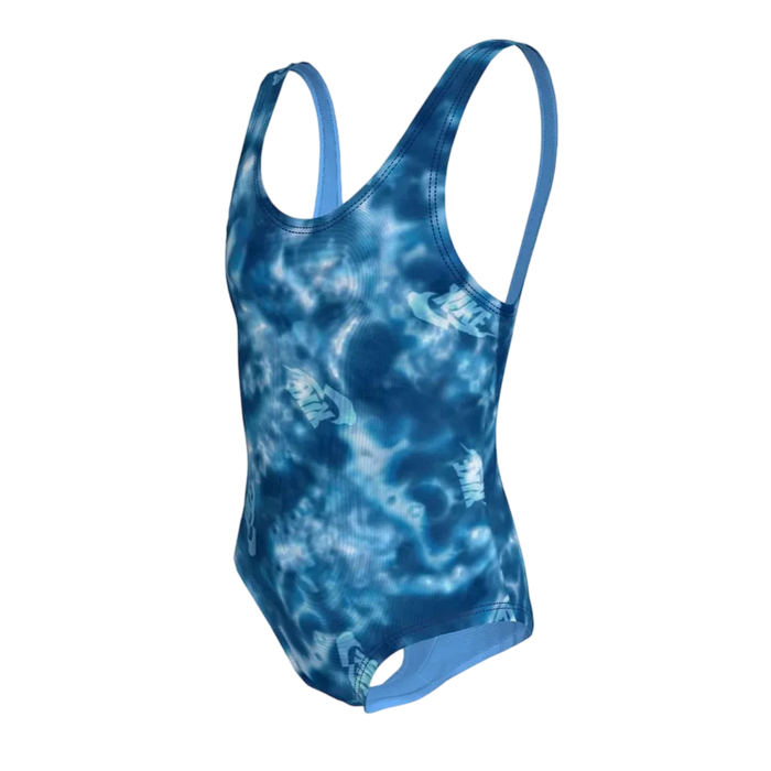 Nike Swim Girls Water Tie Dye U-Back One Piece Blue Color