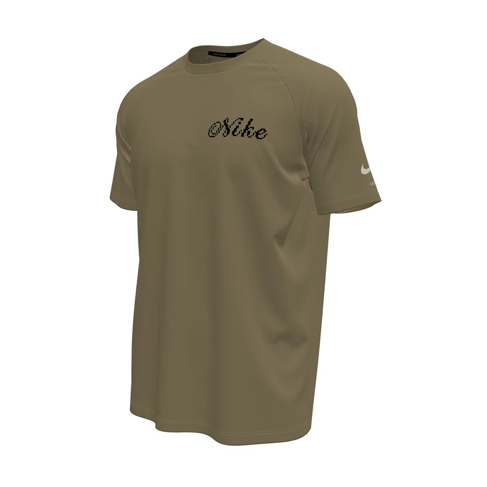 Nike Swim Men's Hydroguard Dri-FIT UV Short Sleeve Top Khaki Color