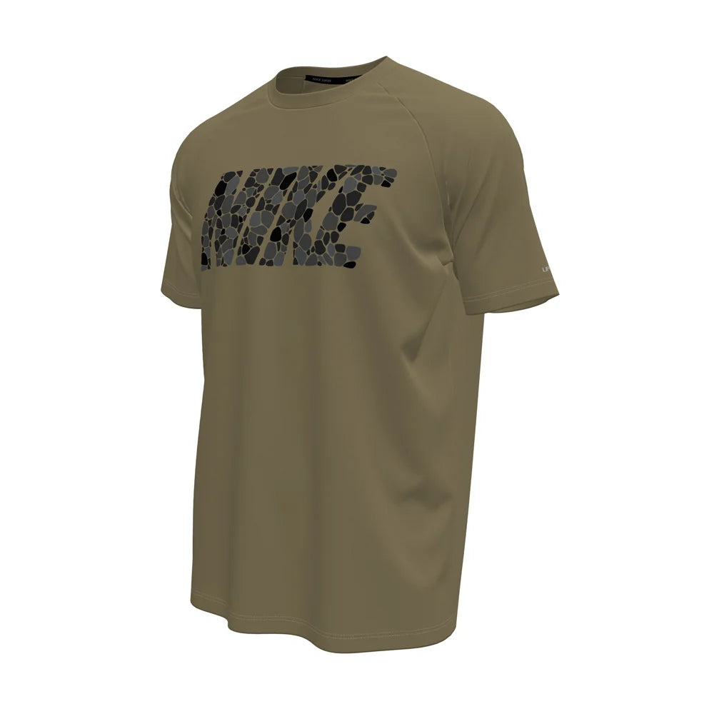 Nike Swim Men's Hydroguard Dri-FIT UV Short Sleeve Top Khaki Color