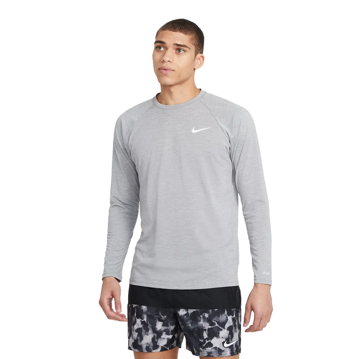 Nike Swim Men's Hydroguard Essential Dri-FIT UV Long Sleeve Top Grey Color