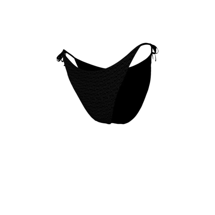 Nike Swim Women's Terry Texture Tie String Bikini Bottom Black Color
