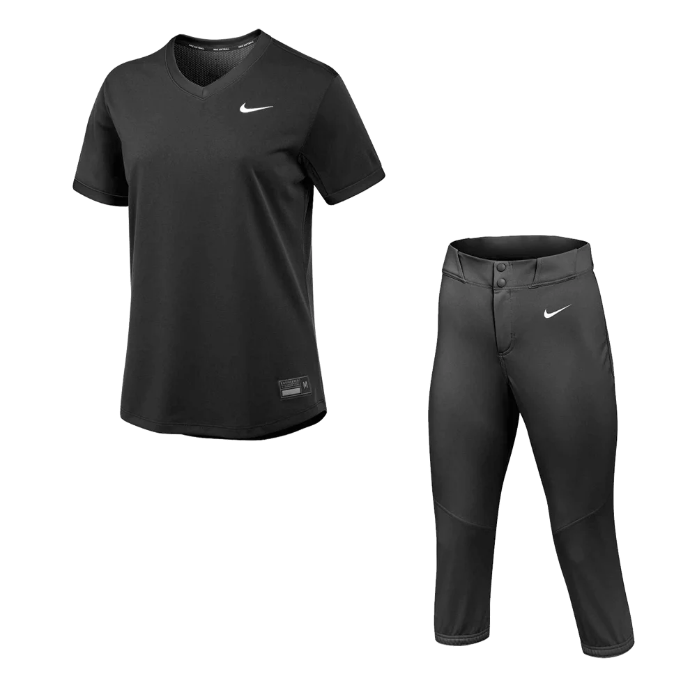 Nike Women's Stock Vapor Select2 Set - V-neck Jersey and Pants Black Color