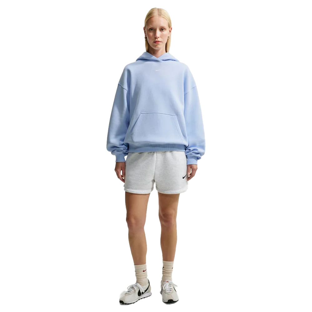 Nike Women's Studio Fleece Medium Weight Oversized Pullover Hoodie Blue Color
