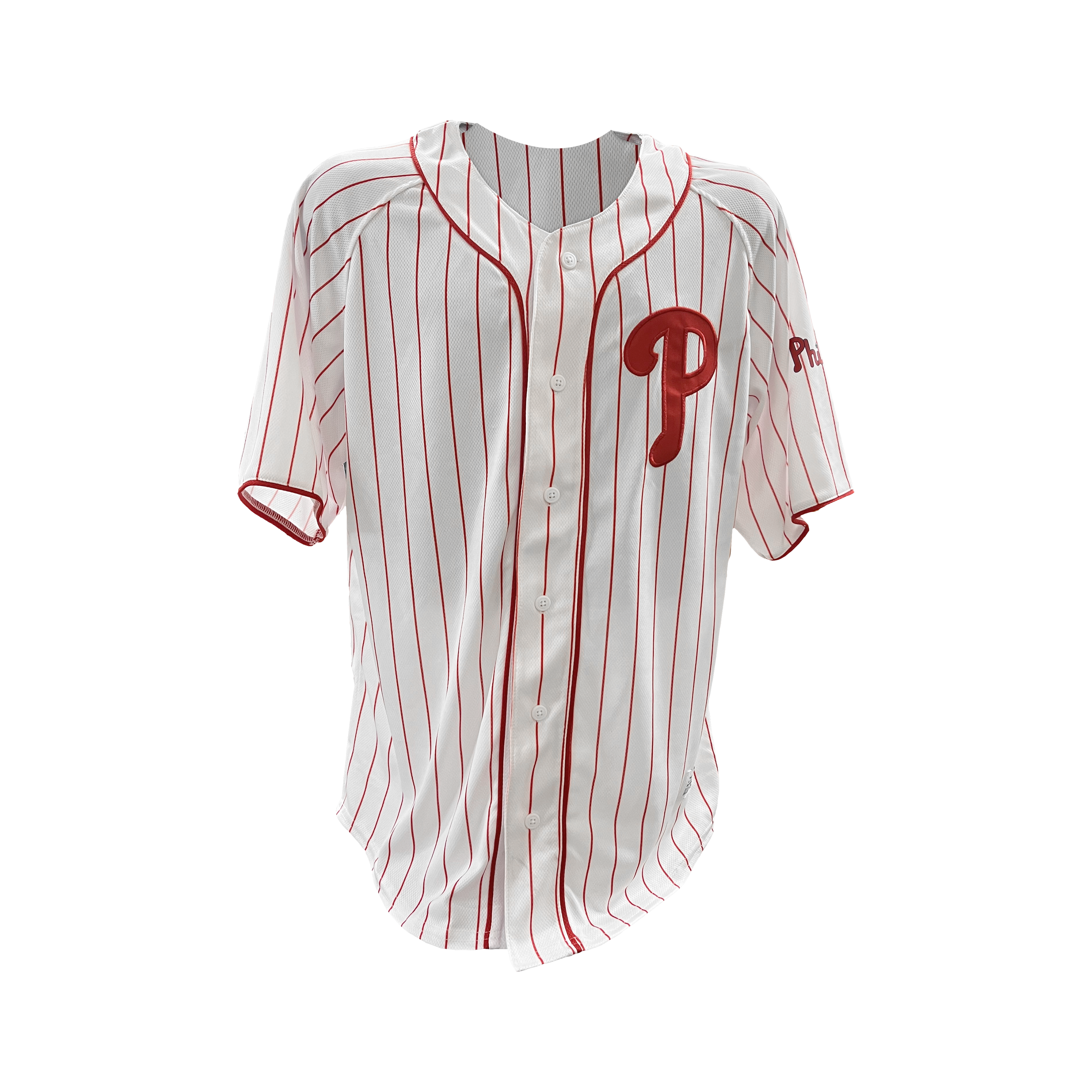 Camiseta de béisbol con el logotipo de los Philadelphia Phillies a rayas