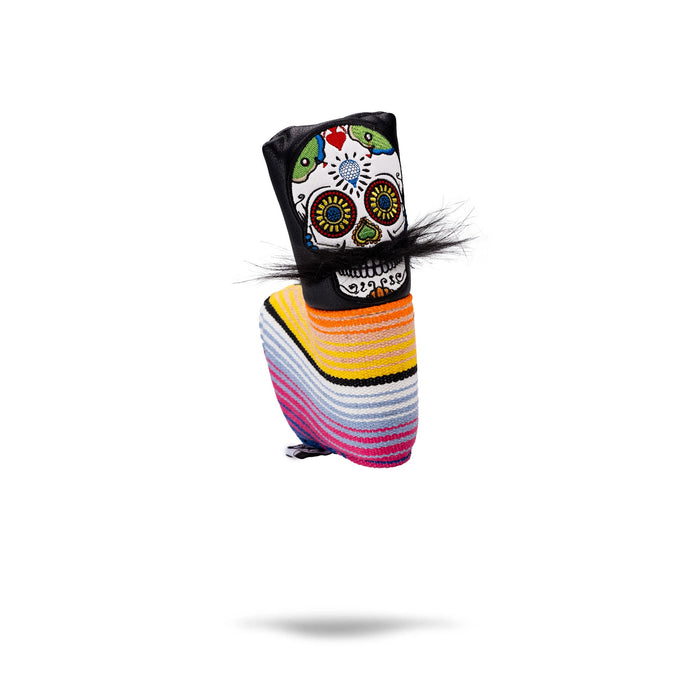 Funda para putter Blade con diseño de calavera de azúcar y bigote, color negro