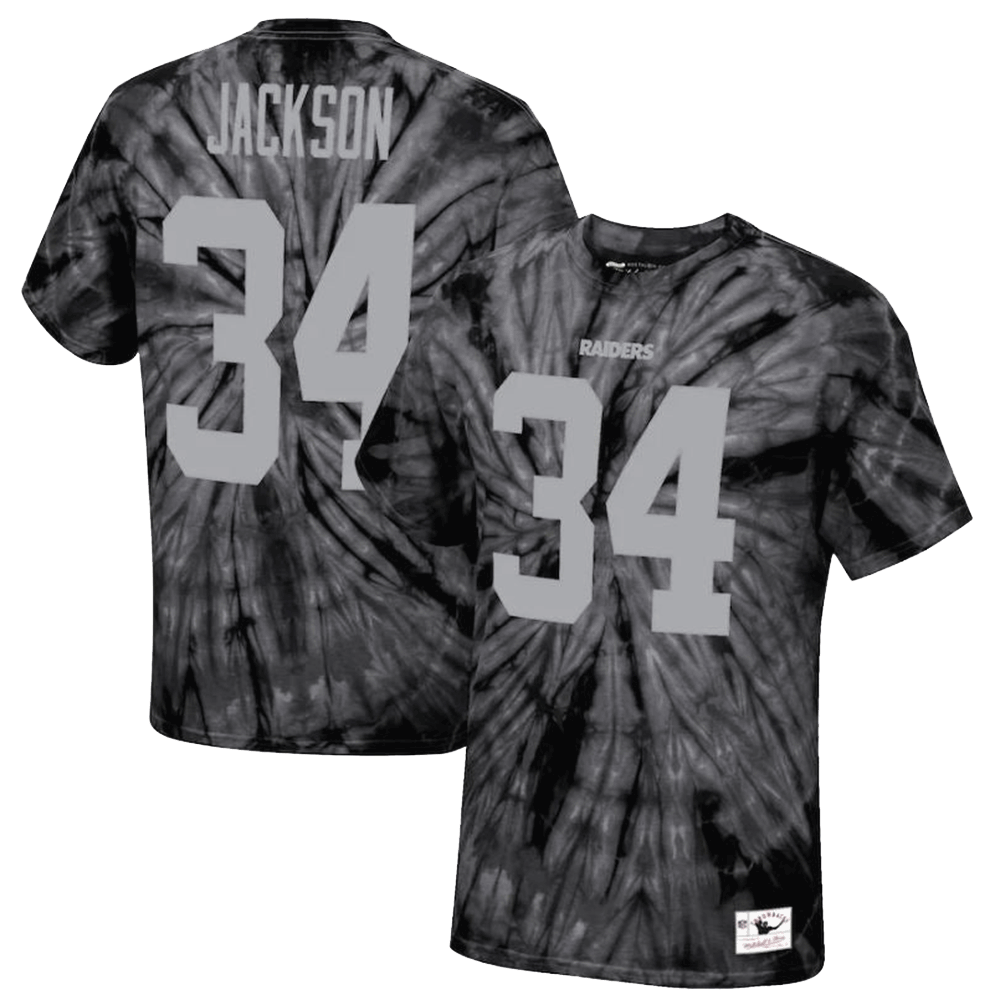 Bo Jackson Las Vegas Raiders Mitchell & Ness Tie-Dye Retired Player Name & Number T-Shirt