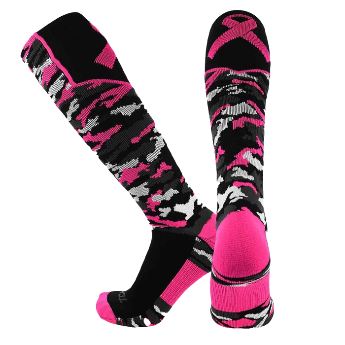 TCK Breast Cancer Awareness Camo Over The Calf Socks- Pack of 3