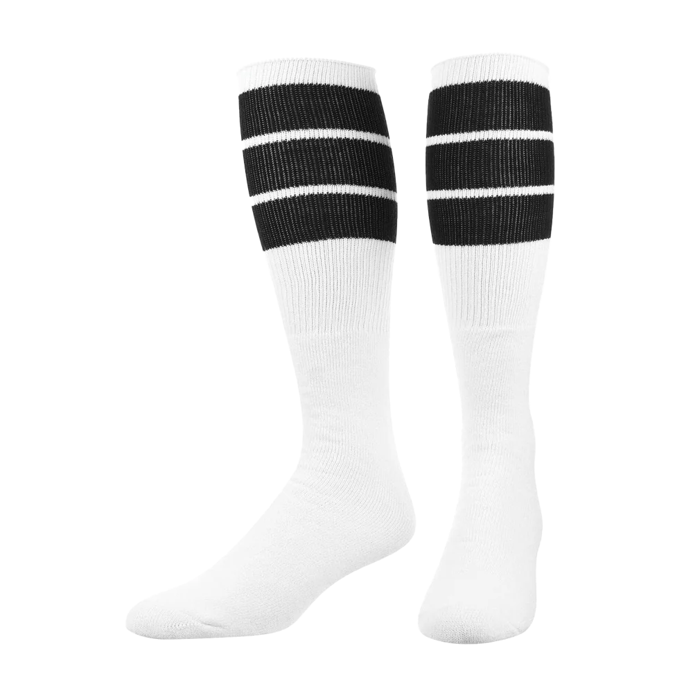 TCK Retro Tube Socks 3 Stripes Over the Calf- Pack of 3 Black color