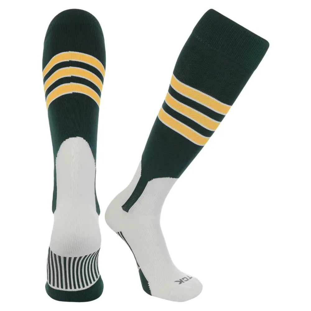 TCK Baseball Stirrup Socks with Stripes - Pack of 3 Green Color