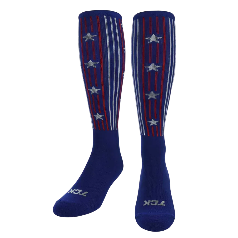 TCK Stars & Stripes Athletic Knee High Socks - Pack of 3 Blue Color