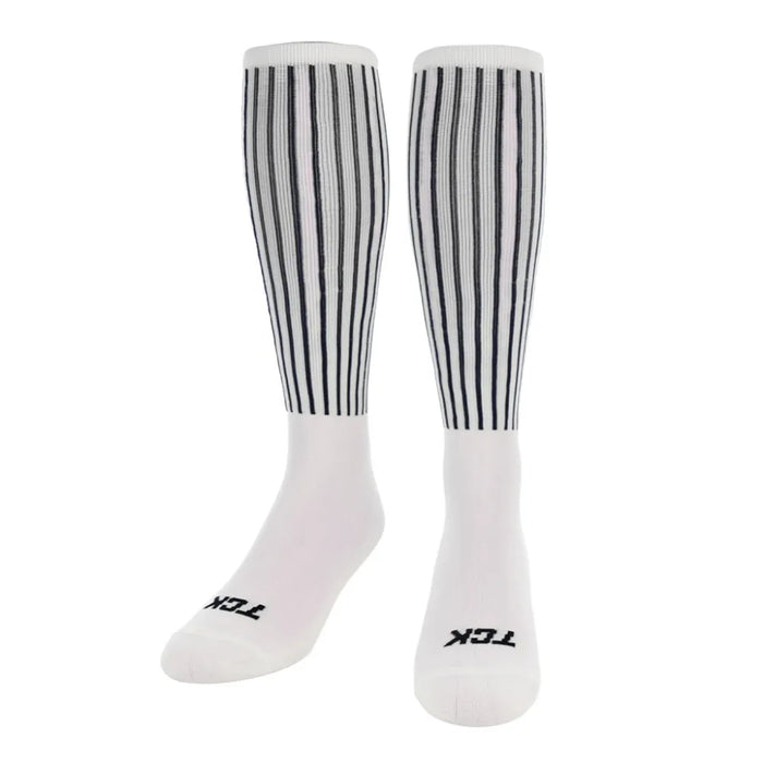 TCK Vertical Stripe Athletic Knee High Socks - Pack of 3 White Color